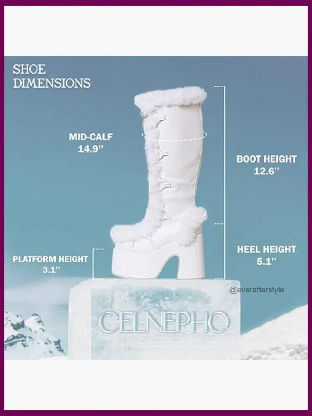 Knee High Boots Side Zipper Faux Fur Platform Chunky Heel Punk Goth Winter Snow